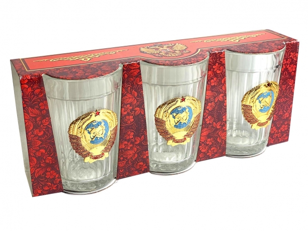 Набор граненых стаканов с гербом Советского Союза