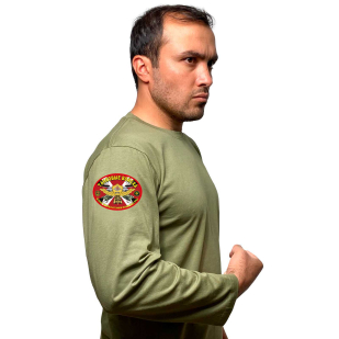 Надежная футболка с длинным рукавом с термотрансфером Танковые войска