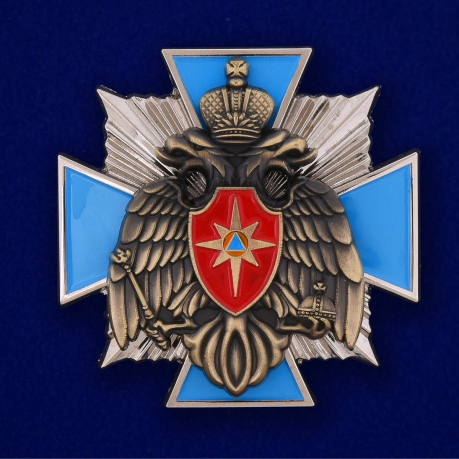 Наградной крест МЧС России в оригинальном футляре из флока - купить по выгодной цене
