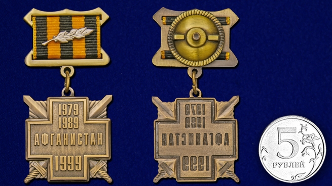 Нагрудная медаль "10 лет вывода войск из Афганистана" (золото) - размер