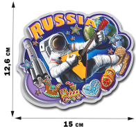Прикольная автомобильная наклейка «РОССИЯ» с космонавтом-балалаечником.