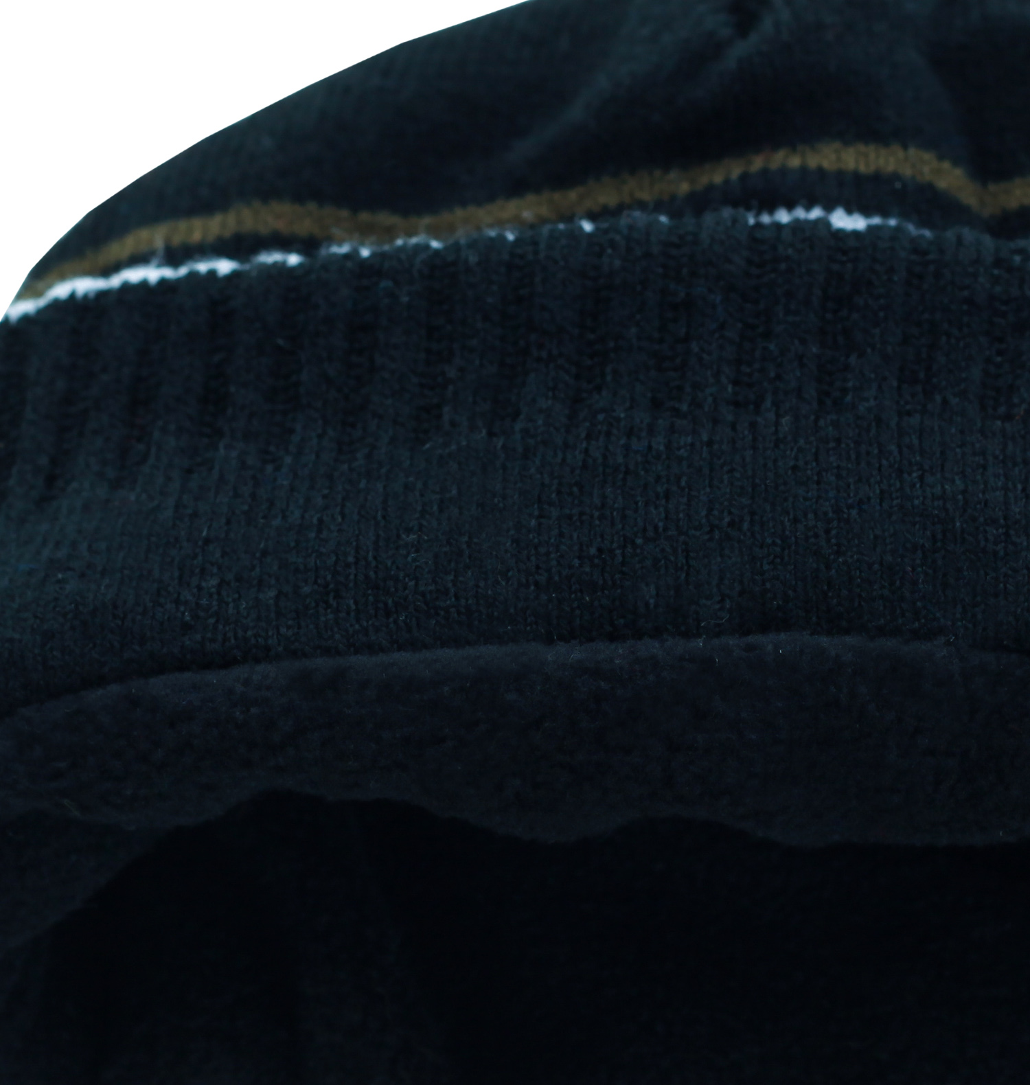 Заказать неприхотливую утепленную флисом полосатую мужскую шапку Haneybrook с отворотом по оптимальной цене
