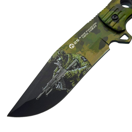 Нож К25 с символикой СВО – фиксированный клинок (Защитный камуфляж)