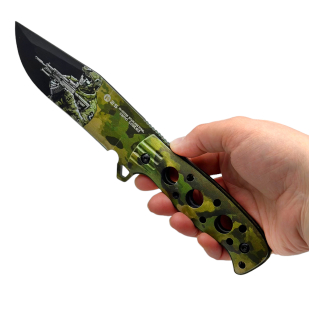 Нож К25 с символикой СВО – фиксированный клинок (Защитный камуфляж)