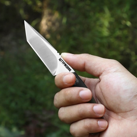 Нож скрытого ношения с фиксированным клинком "Штурмовик" D2 Tanto (рукоять G10 черная)