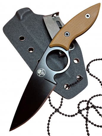 Нож скрытого ношения "Вагнер" с фиксированным лезвием (черное лезвие, рукоять G10 песок)