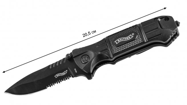 Нож Walther Black Tac Lock Knife 440SS - размер