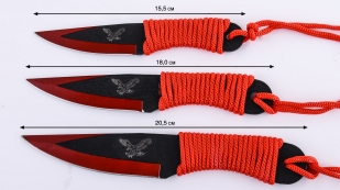 Тактический нож с орлом и красным шнуром из набора для метания