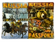 Обложка на паспорт "Russia" с русским медведем