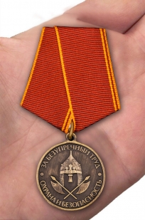 Общественная медаль За безупречный труд. Охрана и безопасность - вид на ладони