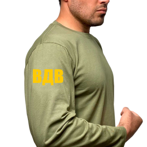Оливковая футболка с длинным рукавом с термотрансфером ВДВ