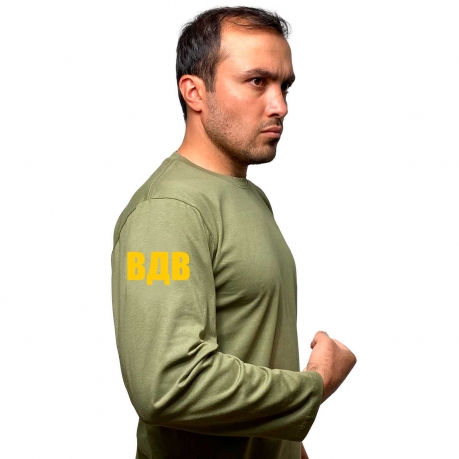 Оливковая футболка с длинным рукавом с термотрансфером ВДВ
