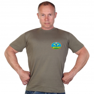 Оливковая футболка с термотрансфером Десант