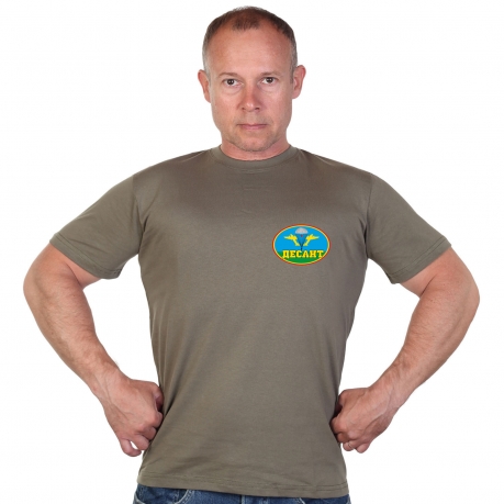 Оливковая футболка с термотрансфером Десант