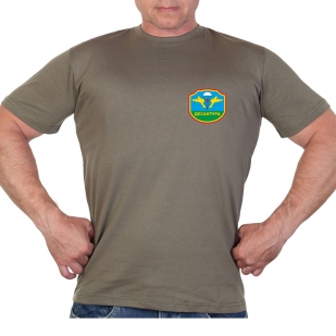 Оливковая футболка с термотрансфером Десантура