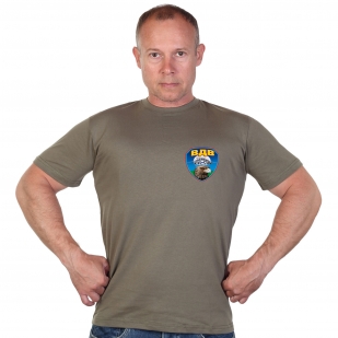 Оливковая футболка с термотрансфером ВДВ голова орла