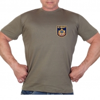 Оливковая футболка с термотрансфером СВР