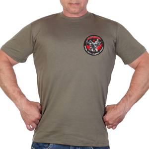 Оливковая хлопковая футболка с термоаппликацией "Доброволец Z