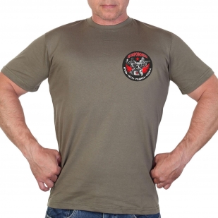 Оливковая хлопковая футболка с термоаппликацией Доброволец Z