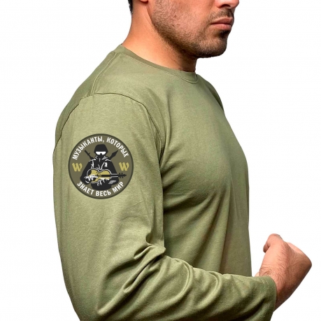 Оливковая крутая футболка с длинным рукавом с термонаклейкой W