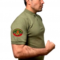 Оливковая топовая футболка-поло с термотрансфером Мотострелковые Войска