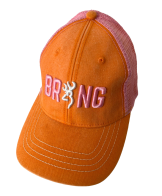 Оранжевая летняя бейсболка Browning с розовой сеткой и вышивкой