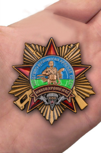 Орден "90 лет Воздушно-десантным войскам" в наградном футляре - вид на ладони