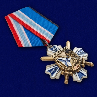 Орден "Морская пехота - 310 лет" в темно-бордовом футляре из бархатистого флока - общий вид