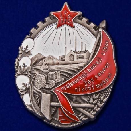 Орден Трудового Красного Знамени Таджикской ССР на подставке - общий вид