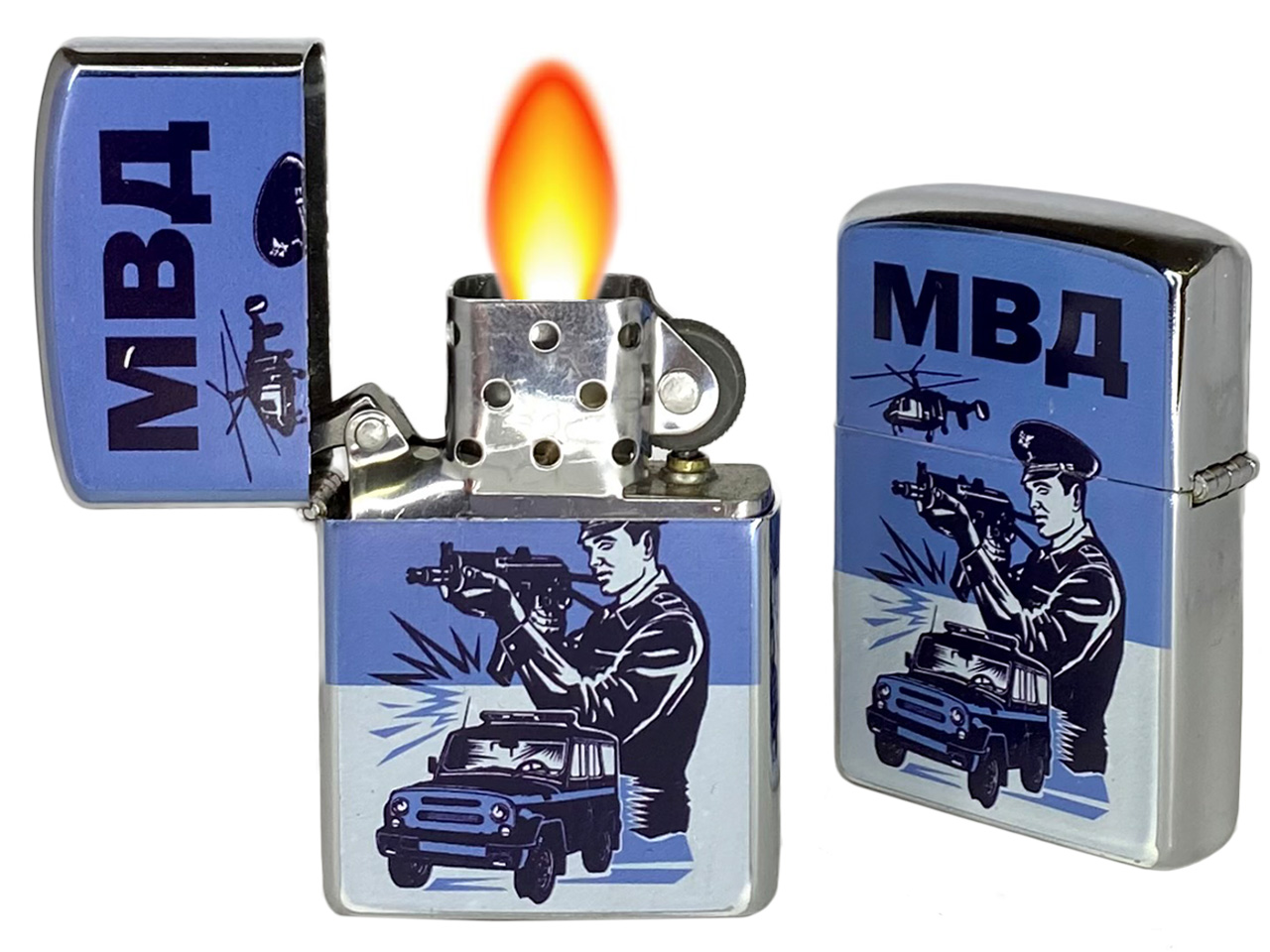 Купить оригинальную бензиновую зажигалку "МВД" онлайн с доставкой