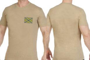 Оригинальная хлопковая футболка с вышитым полевым шевроном Новороссии -т заказать оптом
