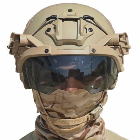 Откидные флип-очки для тактического шлема (песок) с кронштейном
