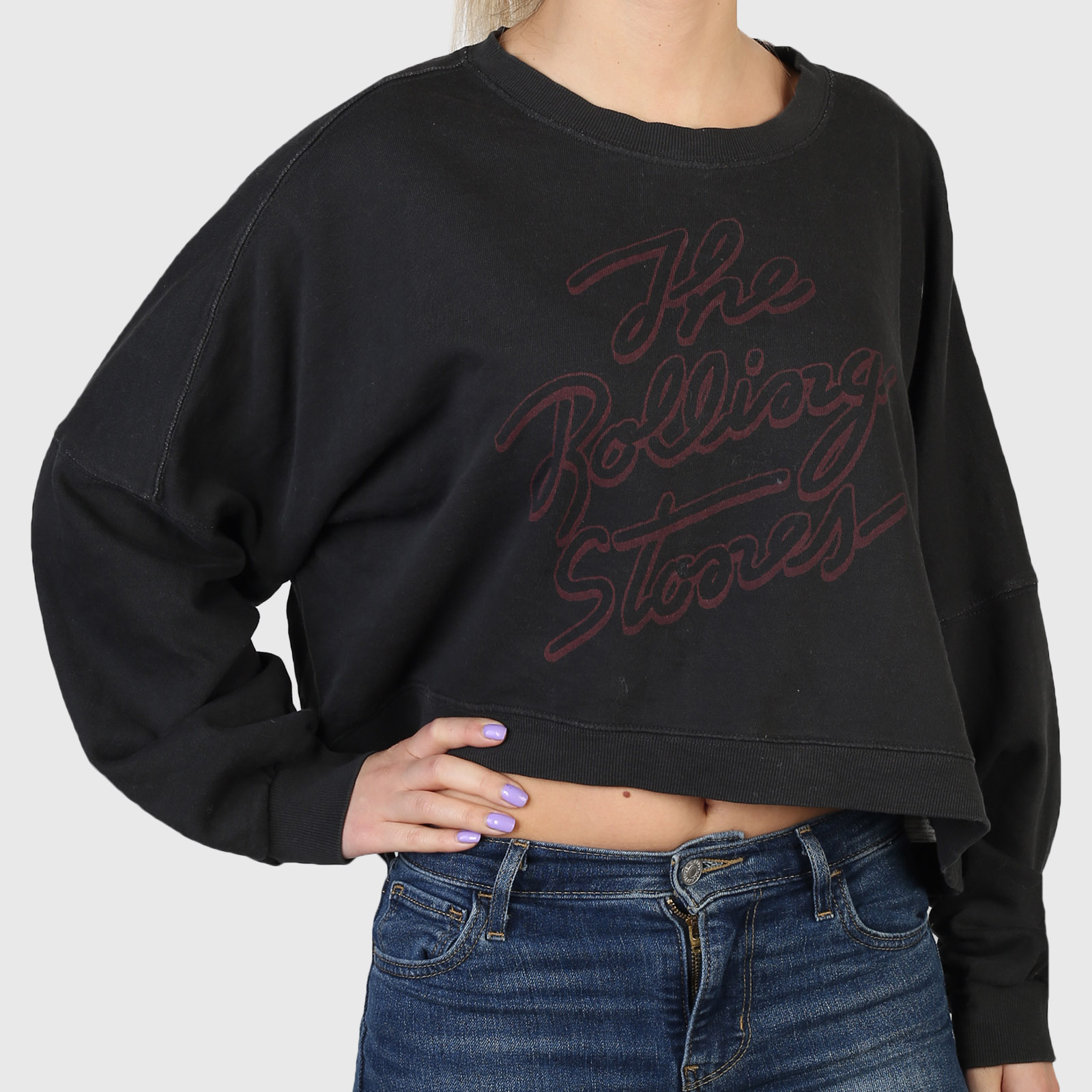 Модная женская oversize кофта Cotton on – культовая надпись-принт The Rolling Stones №117