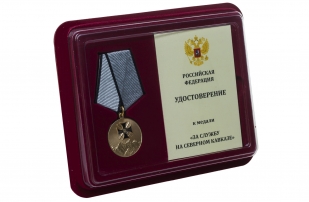 Памятная медаль За службу на Северном Кавказе - в футляре с удостоверением 