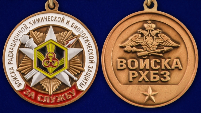 Медаль За службу в войсках РХБЗ в футляре с удостоверением
