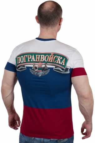 Патриотическая футболка триколор "Погранвойска" по выгодной цене