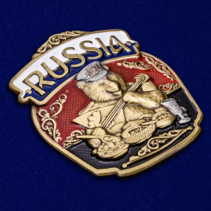 Патриотическая накладка "RUSSIA" с медведем по лучшей цене
