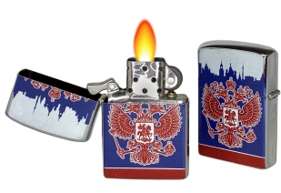 Патриотичная зажигалка с Гербом РФ купить по лучшей цене