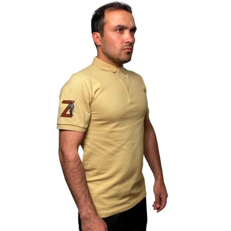 Песочная футболка-поло с термопринтом «Z» на рукаве в Военпро