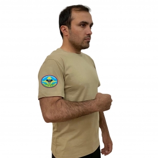 Песочная футболка с термотрансфером Разведка ВДВ на рукаве