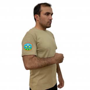 Песочная футболка с термотрансфером Спецназ ГРУ на рукаве