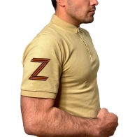 Песочная футболка-поло с трансфером на рукаве для участников Операции «Z»