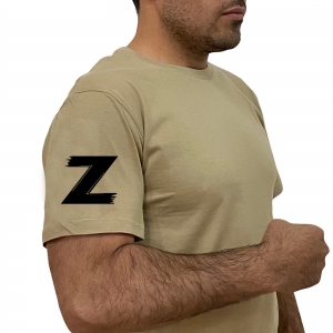 Песочная надежная футболка с литерой Z