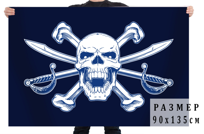 Пиратский флаг Череп с саблями и костями