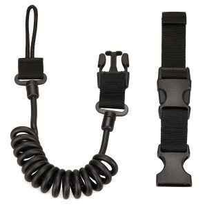 Пистолетный эластичный страховочный шнур с карабином (черный)