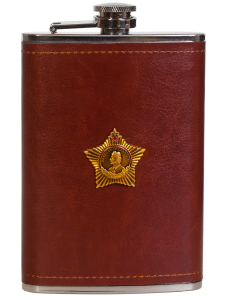 Плоская нержавеющая фляжка в чехле с Орденом Суворова