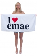 Прикольное универсальное полотенце с принтом I Love Emae.