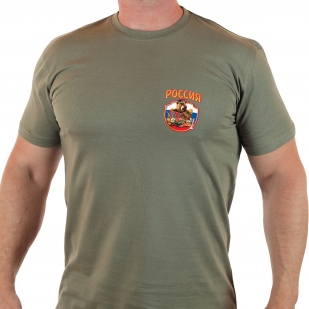 Купить практичную мужскую футболку с патриотичной эмблемой