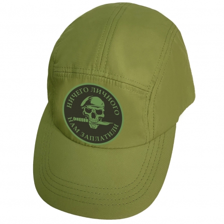 Практичная зеленая кепка-пятипанелька с термоаппликацией Ничего личного нам заплатили