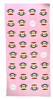 Розовое полотенце с детским принтом обезьянки